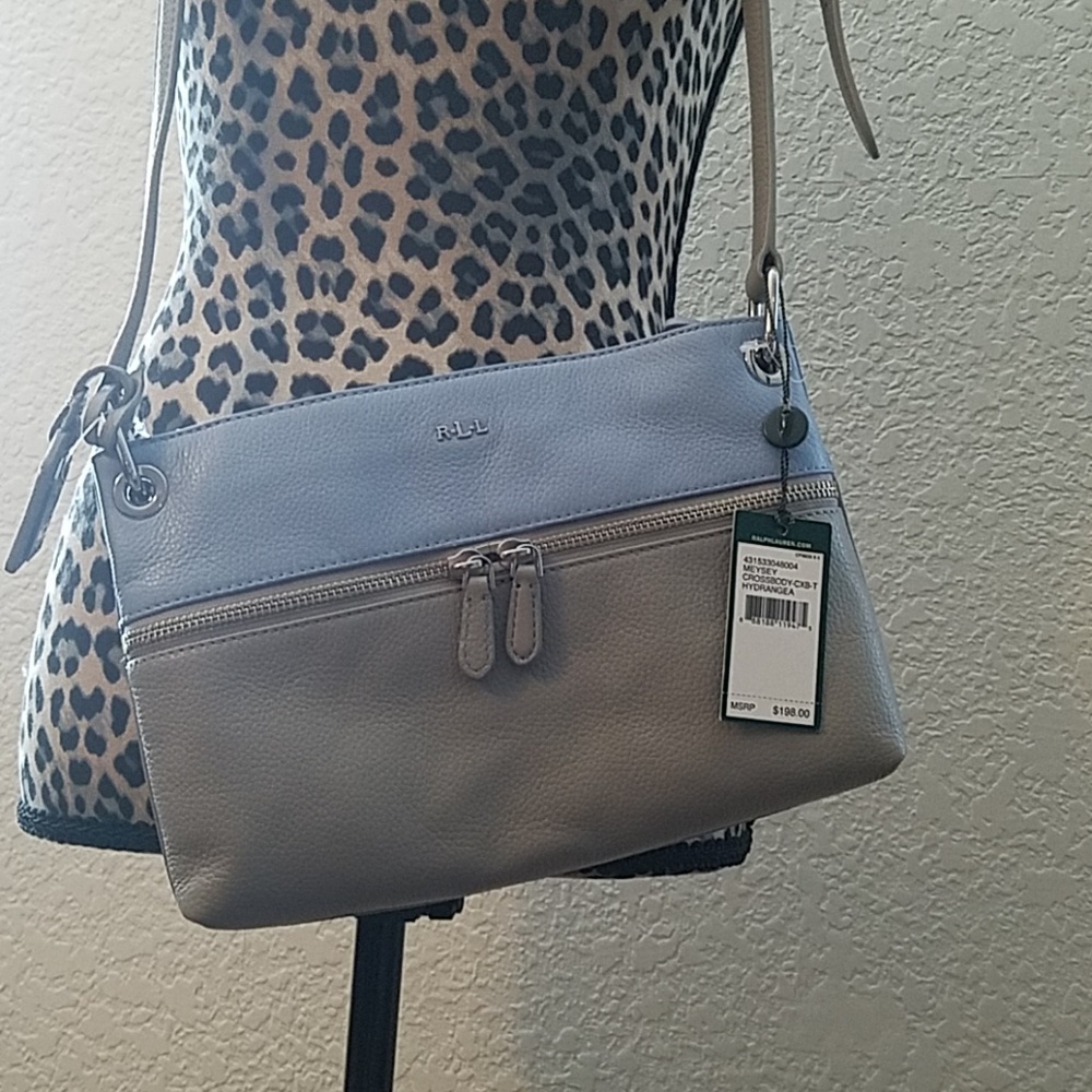 Baby blue and grey Ralph lauren purse